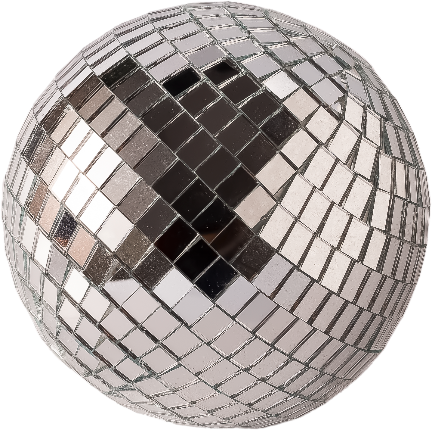 Mirror disco ball isolated object. Brilliant decoration, silver decor.